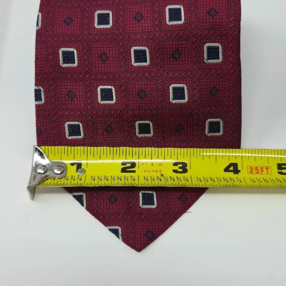 Jos. A. Bank Red/Navy Geometric‎ 100% Silk Tie
